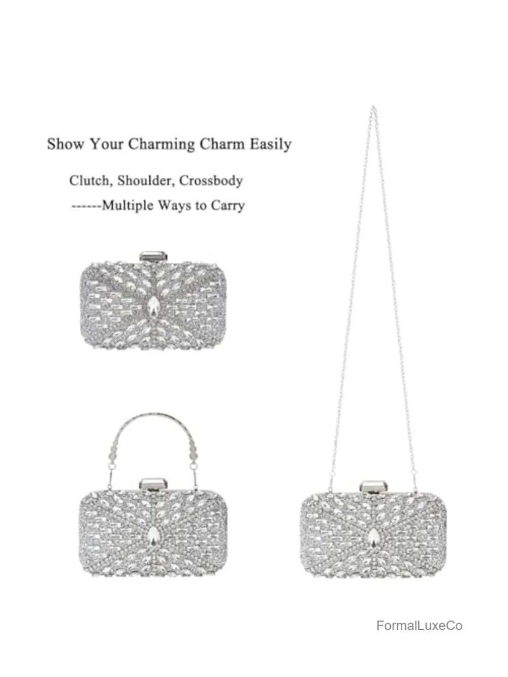 Sparkly Rhinestone Crystal Clutch Purse Evening Handbag Shoulder Bag